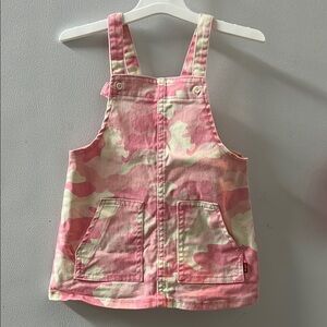 Levi's Pink and Cream Overalls with Distressed Design